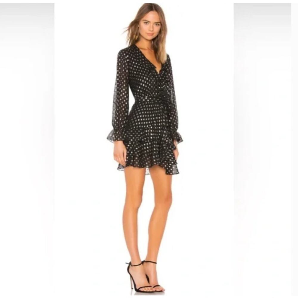 Bardot Black Ruffle Tie Waist Dress Large / 10, Flutter Detail, Flaw